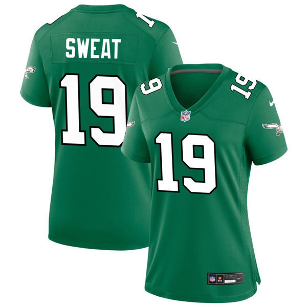 Woens Philadelphia Eagles #19 Josh Sweat  Nike Kelly Green Retro Jersey