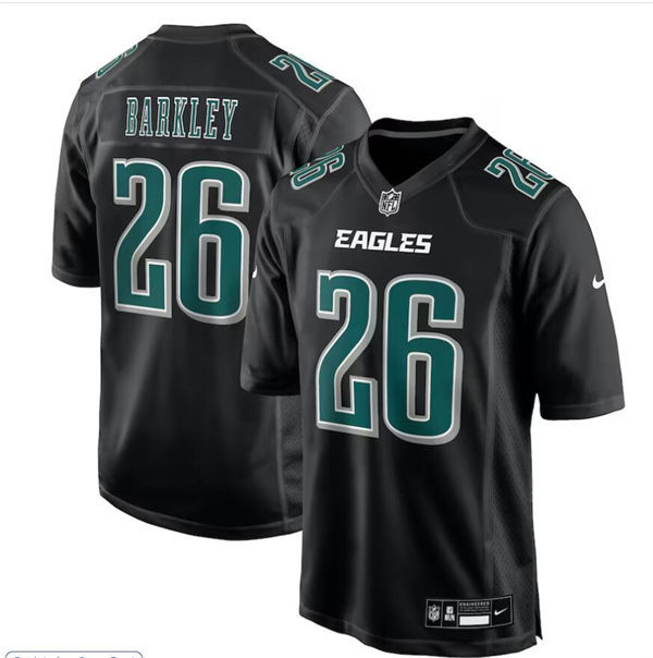 Mens Philadelphia Eagles #26 Saquon Barkley Nike Carbon Black Fashion Game Jersey