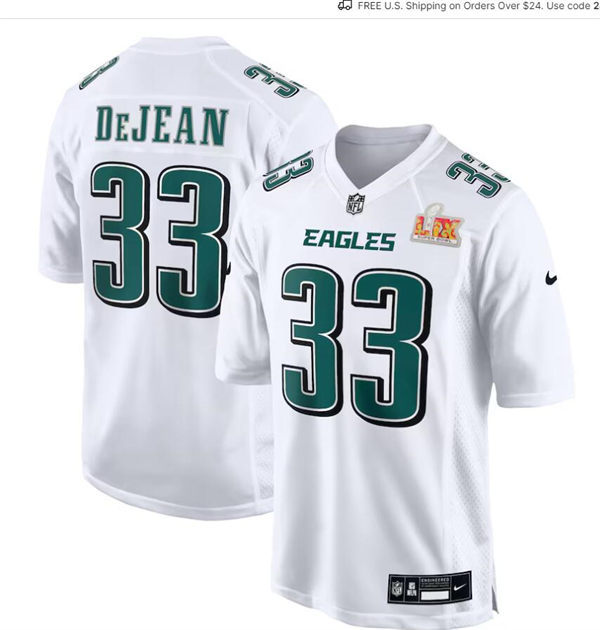 Mens Philadelphia Eagles #33 Cooper DeJean Nike Tundra White Fashion Game Jersey