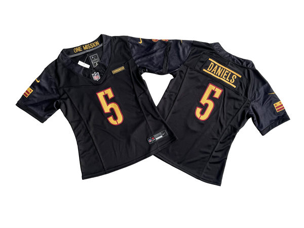 Womens Washington Commanders #5 Jayden Daniels Nike Black Vapor F.U.S.E. Limited Jer