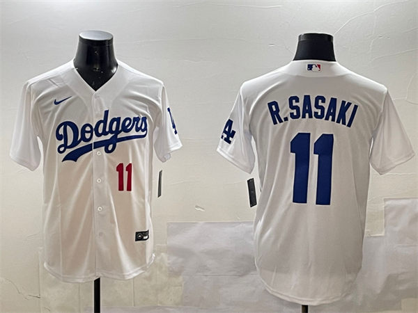 Mens Los Angeles Dodgers #11 Roki Sasaki Nike White HomeLimited Player Jersey