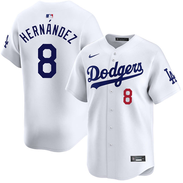 Mens Los Angeles Dodgers #8 Kike Hernandez Nike White HomeLimited Player Jersey