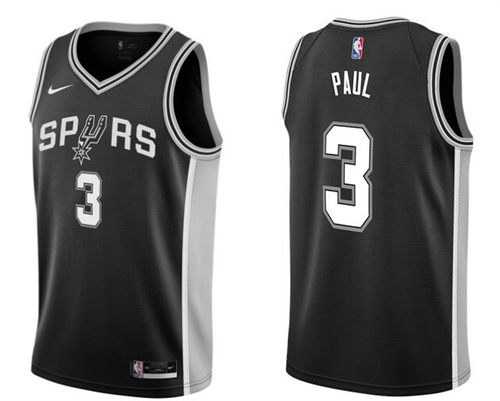 Men's San Antonio Spurs #3 Chris Paul Black Icon Edition Swingman Jersey