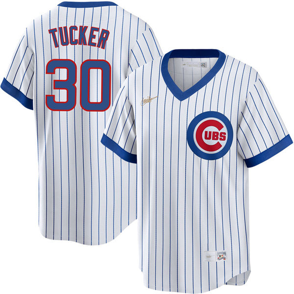 Mens Chicago Cubs #30 Kyle Tucker Nike White Pullover Cooperstown Jersey