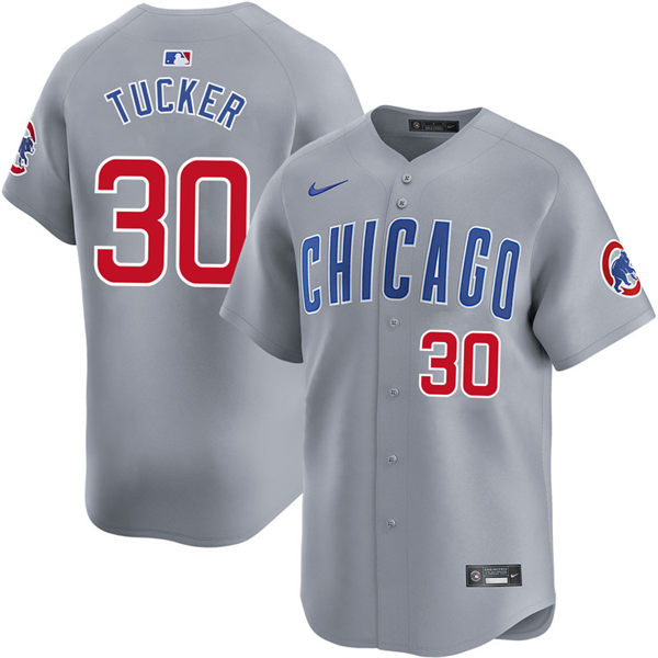 Mens Chicago Cubs #30 Kyle Tucker  Gray Road Limited Player Jersey