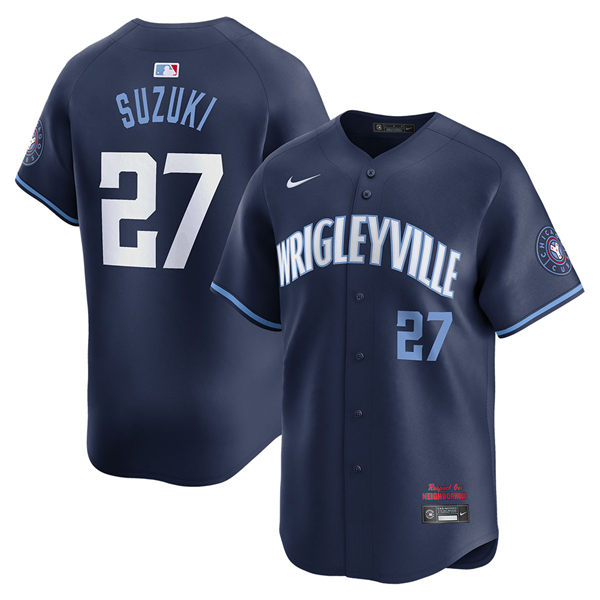 Mens Chicago Cubs #27 Seiya Suzuki Navy City Connect Limited Jersey