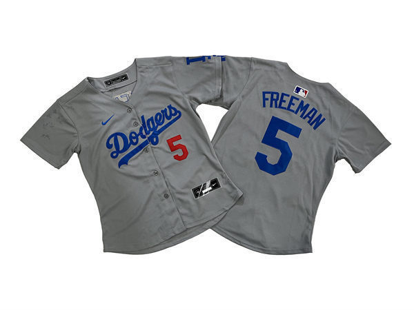Women's Los Angeles Dodgers #5 Freddie Freeman Nike Grey Road Limited Player Jersey