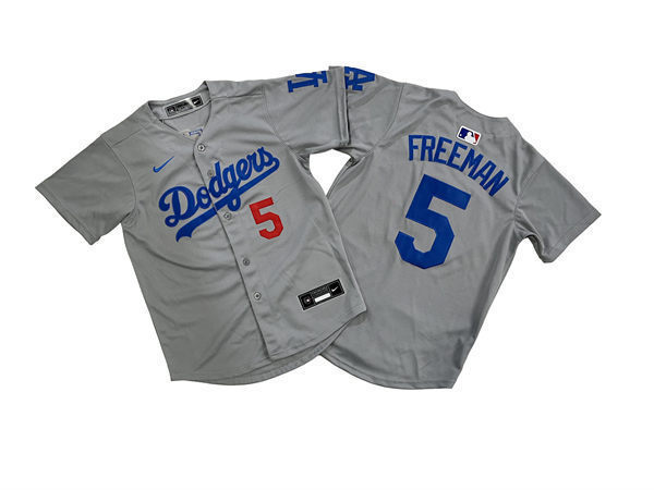 Youth Los Angeles Dodgers #5 Freddie Freeman Nike Grey Road Limited Player Jersey