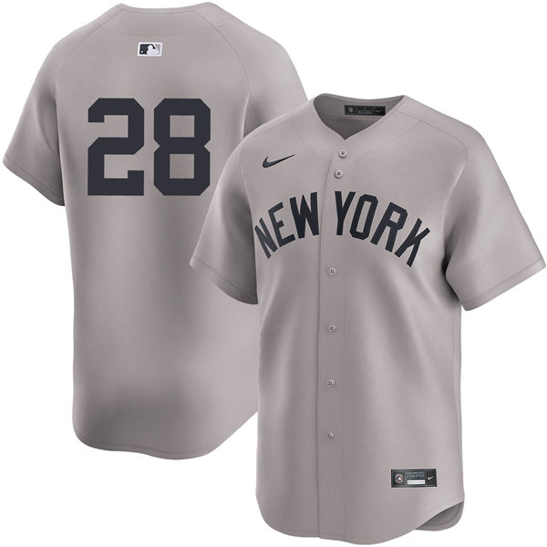 Mens New York Yankees #28 Austin Wells Nike Gray Away Limited Player Jersey