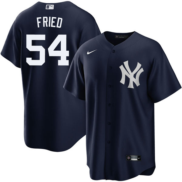 Mens New York Yankees #54 Max Fried Nike Navy Alternate With Name Limited Jersey