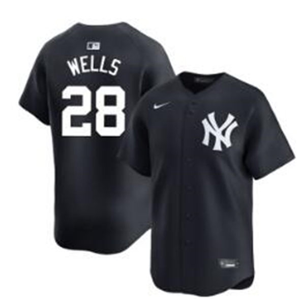 Mens New York Yankees #28 Austin Wells Nike Navy Alternate With Name Limited Jersey