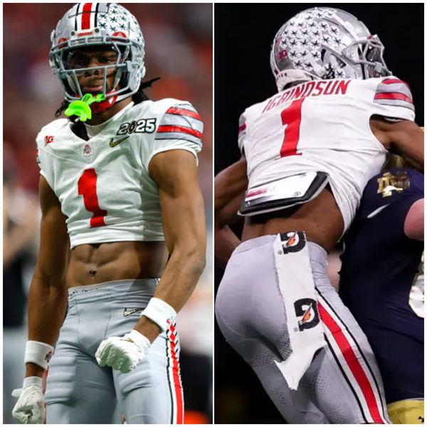 Mens Ohio State Buckeyes #1 Davison Igbinosun White Diamonds HERITAGE STRIPES Football Game Jersey