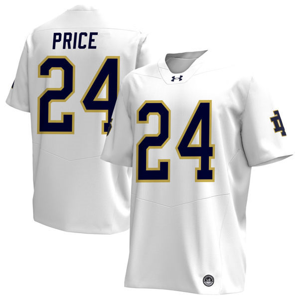 Mens Notre Dame Fighting Irish #24 Jadarian Price 2025 White With Name Player Football Jersey