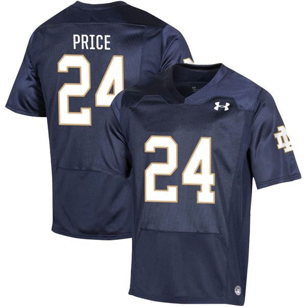 Mens Notre Dame Fighting Irish #24 Jadarian Price 2025 Navy With Name Player Football Jersey