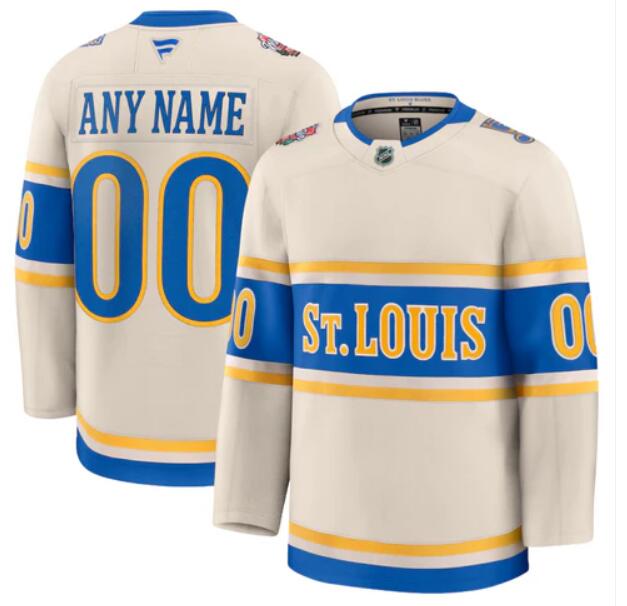 Mens Youth St. Louis Blues Custom Fanatics Cream 2025 NHL Winter Classic Premium Jersey
