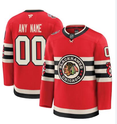 Mens Youth Chicago Blackhawks Custom Red 2025 NHL Winter Classic Premium Jersey