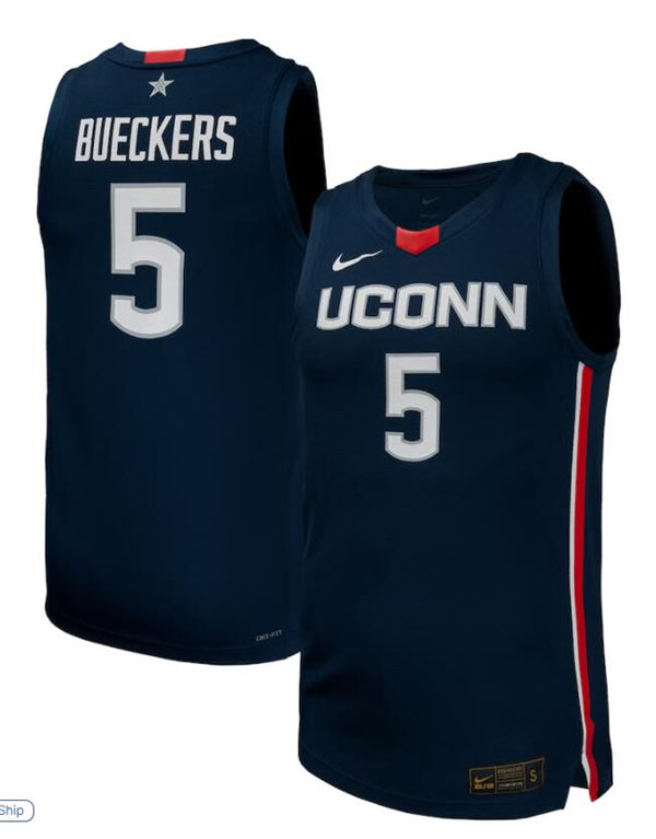 Unisex UConn Huskies #5 Paige Bueckers 2025 Navy Basketball Game Jersey