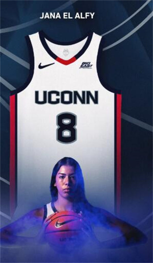 Unisex UConn Huskies #8 Jana El-Alfy 2025 White Basketball Game Jersey