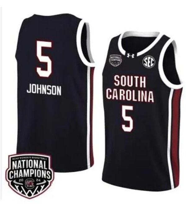 Unisex South Carolina Gamecocks #5 Tessa Johnson Black College Women's Basketball Game Jersey