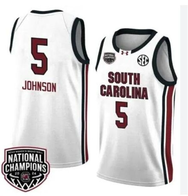 Unisex South Carolina Gamecocks #5 Tessa Johnson White College Women's Basketball Game Jersey