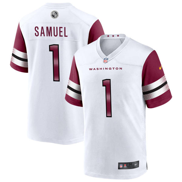 Mens Washington Commanders #1 Deebo Samuel Nike White Away Vapor Limited Jersey