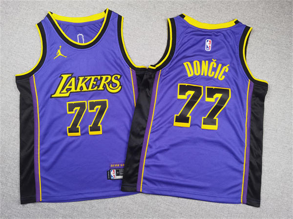 Youth Los Angeles Lakers #77 Luka Doncic Purple Statement Edition Jersey