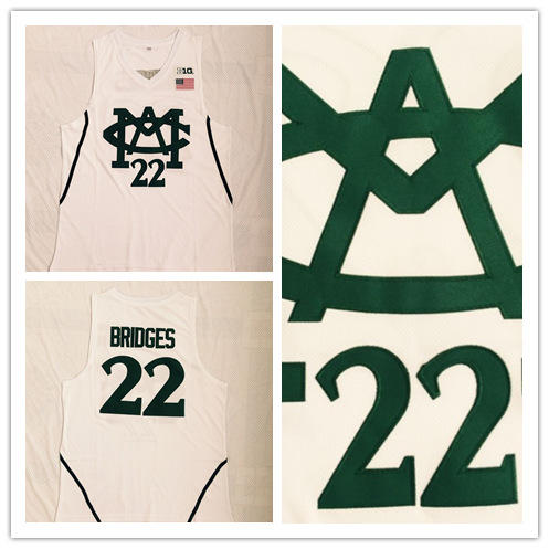 Men's Michigan State Spartans #22 Miles Bridges White Retro Basketball Jersey