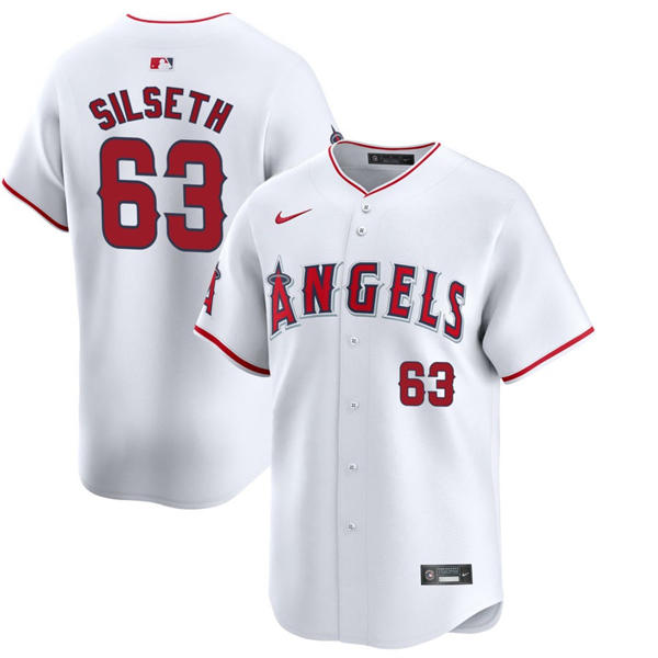 Mens Los Angeles Angels #63 Chase Silseth Nike White Home Limited Jersey