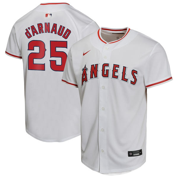 Mens Los Angeles Angels #25 Travis d'Arnaud Nike White Home Limited Jersey