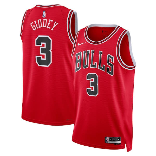 Mens Chicago Bulls #3 Josh Giddey Nike Red Icon Edition Swingman Jersey