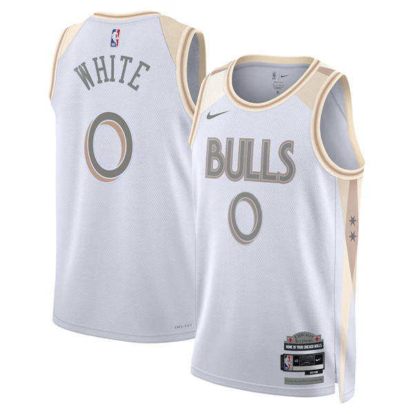 Mens Chicago Bulls #0 Coby White 2024-25 White City Edition Swingman Jersey