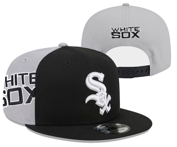 Embroidered MLB Chicago White Sox Black Gray Snapback Hat  (4)