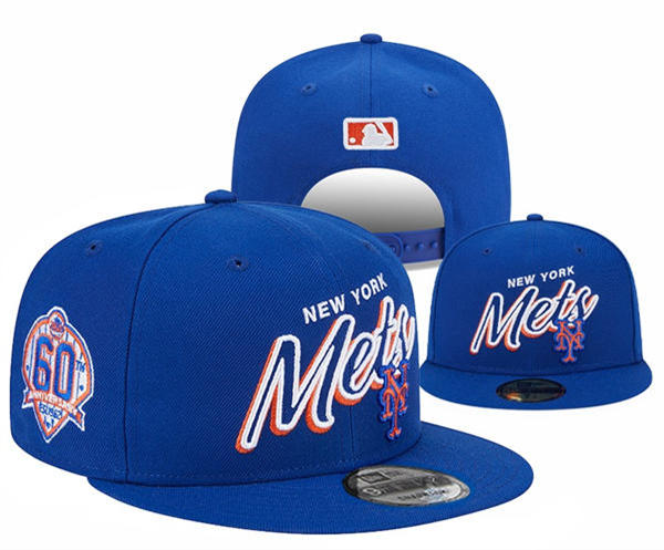 Embroidered MLB New York Mets Royal 60TH Anniversary Snapback Hat YD21448