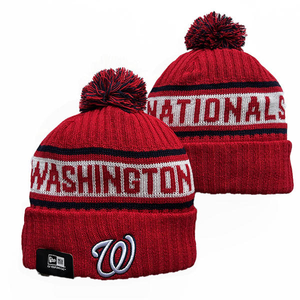 MLB Washington Nationals Cuffed Pom Red White Knit Hat YD222509