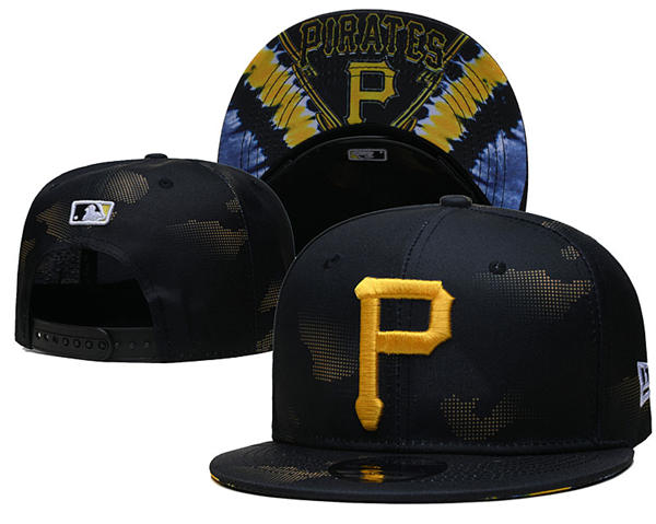 Embroidered MLB Pittsburgh Pirates Black Gold P Snapback Hat YD21823