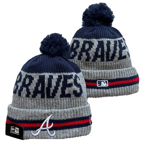 MLB Atlanta Braves Cuffed Pom Knit Hat Gray Navy YD220115