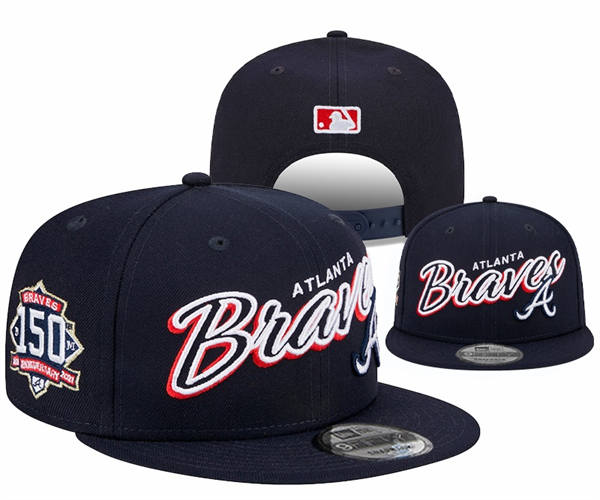 Embroidered MLB Atlanta Braves Navy 150TH Anniversary Snapback Hat YD20160