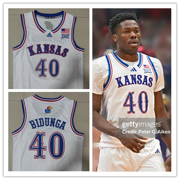 Kansas Jayhawks #40 Flory Bidunga 2025 White College Basketball Game Jersey