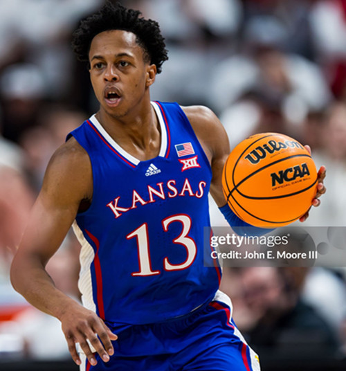 Kansas Jayhawks #13 Elmarko Jackson Royal White College Basketball Game Jersey