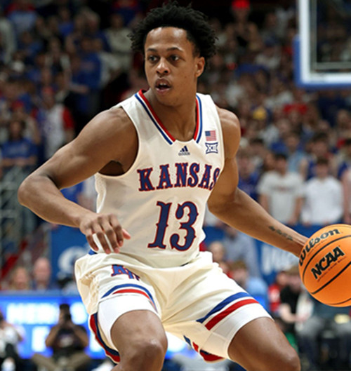 Kansas Jayhawks #13 Elmarko Jackson White College Basketball Game Jersey