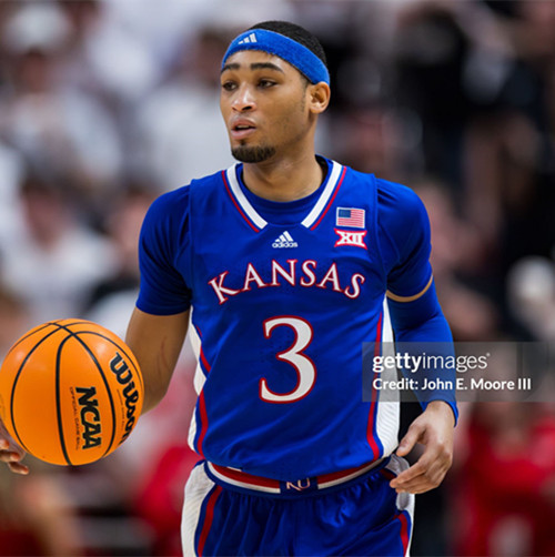 Kansas Jayhawks #3 Dajuan Harris Jr. Royal White College Basketball Game Jersey