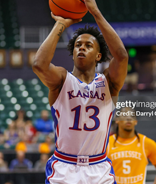 Kansas Jayhawks #13 Elmarko Jackson 2024 White College Basketball Game Jersey
