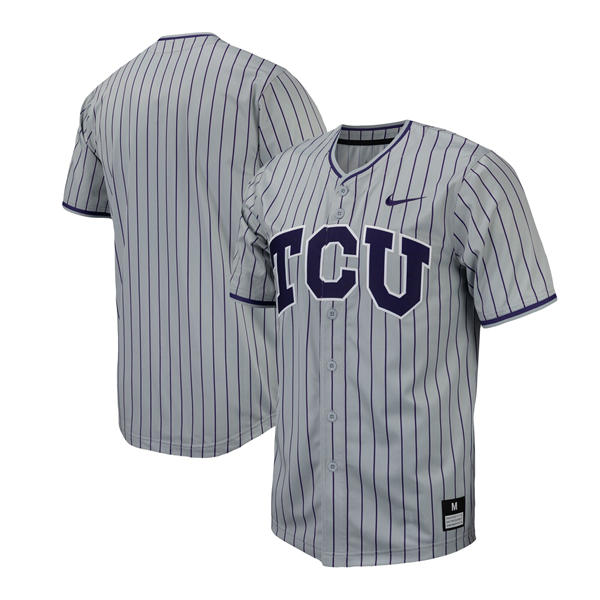 Men's Youth TCU Horned Frogs Custom Nike Gray Pinstripe College Baseball Jersey