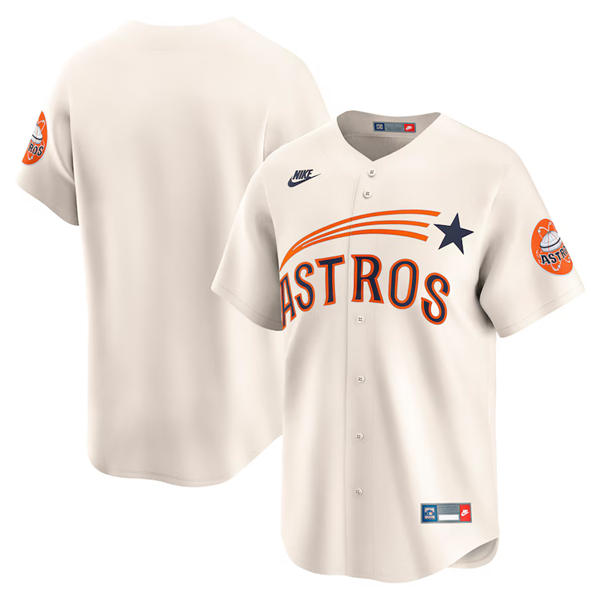Mens Youth Houston Astros Custom Nike Cream Throwback Cooperstown Collection Limited Jersey