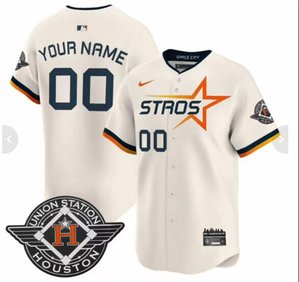 Mens Youth Houston Astros Custom Nike Cream 2025 City Connect Edition 2.0 Jersey