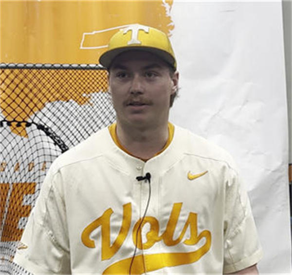 Mens Youth Tennessee Volunteers #12 Liam Doyle Nike Cream Vols College Baseball Game Jersey