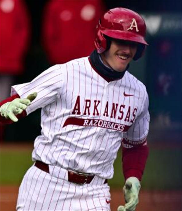Mens Youth Arkansas Razorbacks #10 Brent Iredale 2025 White Pinstripe College Baseball Game Jersey