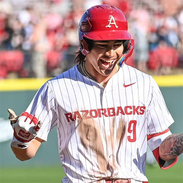 Mens Youth Arkansas Razorbacks #9 Wehiwa Aloy 2024 White Pinstripe Baseball Game Jersey