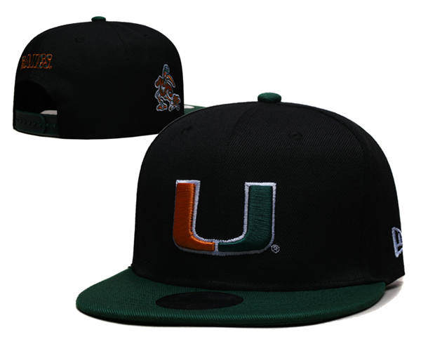 NCAA Miami Hurricanes Black Primary Logo Snapback Cap GS2503202 (1)