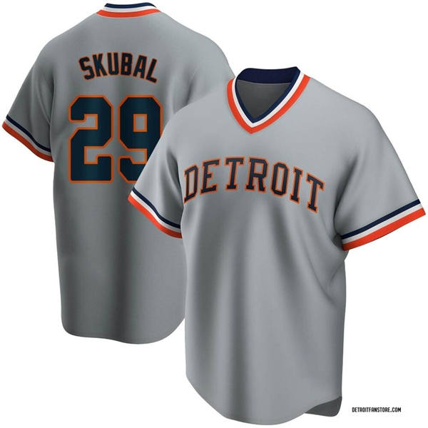 Men's Detroit Tigers #29 Tarik Skubal Nike Gray Pullover Cooperstown Collection Jersey